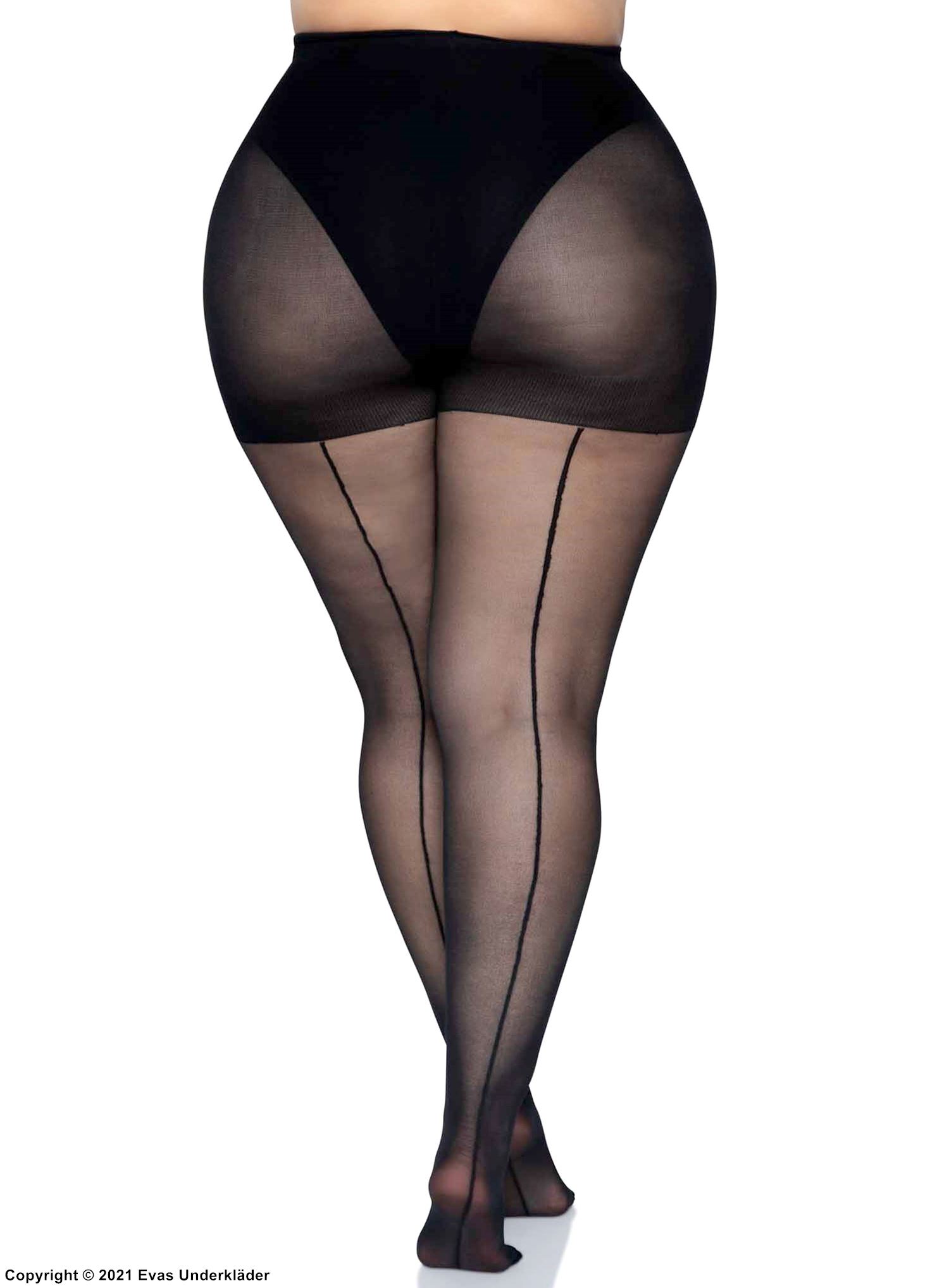 Klassische Strumpfhose, Naht hinten, Plus Size